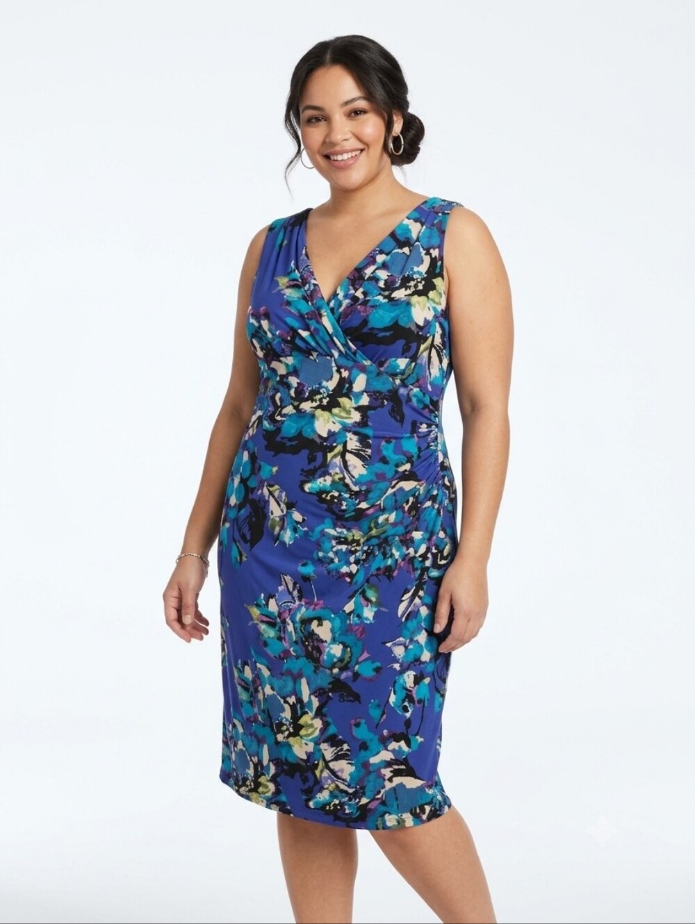 NWT ✨ American Living Blue Floral V-Neck Sheath Dress Size 16
